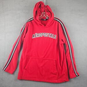 Y2K Aeropostale Red Logo Hoodie Fleece Pullover Size Medium